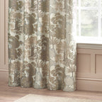 Floral Beige Curtains - Woodlands Fully Lined Floral Jacquard Eyelet Curtains Natural Wylder