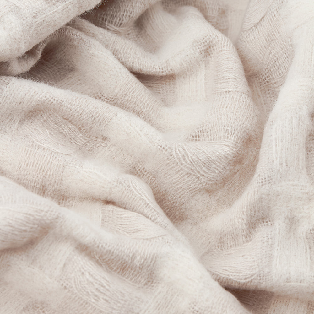 Check Beige Throws - Walton Waffle Fringed Throw Linen Wylder