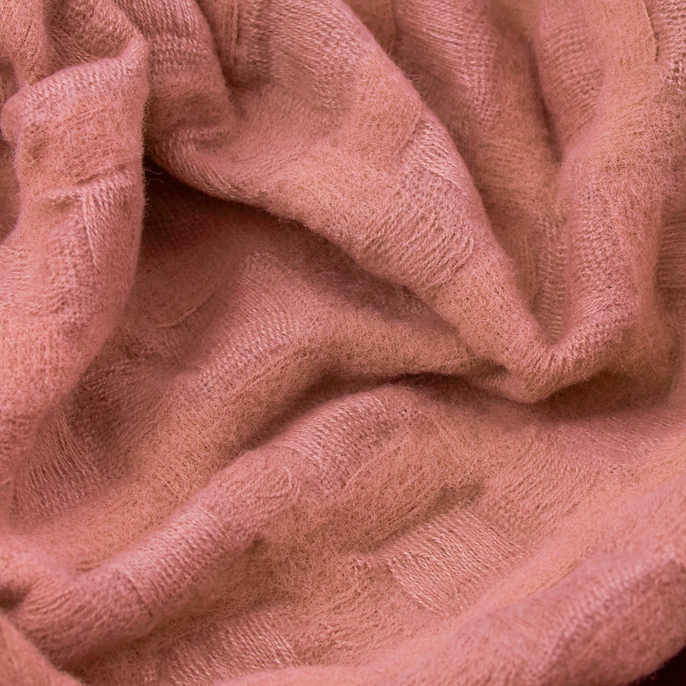 Check Pink Throws - Walton Waffle Fringed Throw Rose Wylder